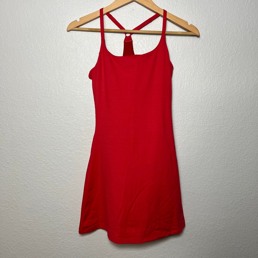 Outdoor Voices Exercise Dress Women XS Red Built-in Shorts Pockets Athletic